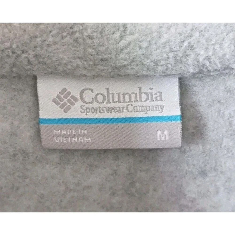 Columbia Fleece Jacket Womens Size M Light Gray Full Zip Outdoor Coat Pockets - Picture 3 of 6